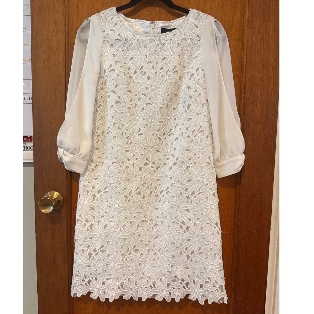 Jusglitty dress lace appliqué ivory 3/4 sleeve size‎ 2 Japan